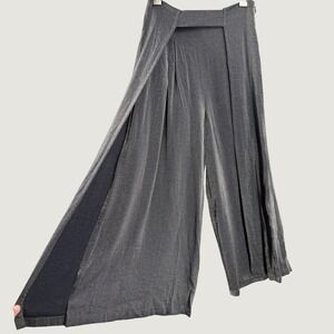 Silvae Wide Leg Pants XS Charcoal Gray Silver Shimmer Metallic Overlay Culottes